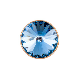 Slider rose gold 14mm (ID 10x2mm) with Rivoli in Light Sapphire 12mm 24K rose gold plated