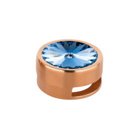 Slider rose gold 14mm (ID 10x2mm) with Rivoli in Light Sapphire 12mm 24K rose gold plated