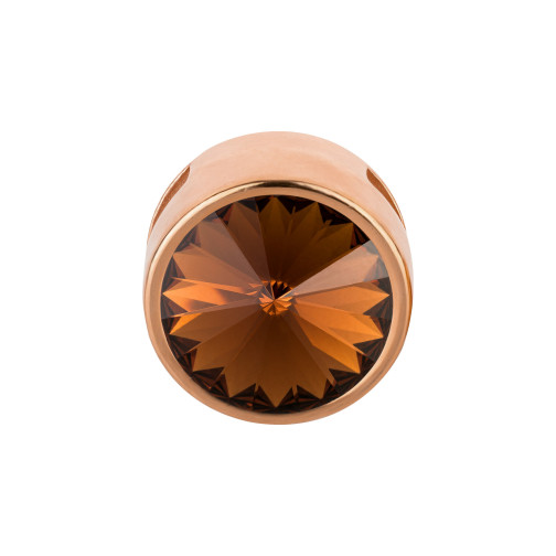 Slider rosegold 14mm (ID 10x2mm) mit Rivoli in Smoked Topaz 12mm 24K rosé vergoldet