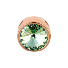 Slider rosegoud 14mm (ID 10x2mm) met Rivoli in Chrysolite 12mm 24K rosé verguld