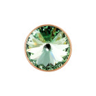 Slider rosegoud 14mm (ID 10x2mm) met Rivoli in Chrysolite 12mm 24K rosé verguld