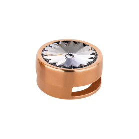 Slider rosegold 14mm (ID 10x2mm) mit Rivoli in Smoky Mauve 12mm 24K rosé vergoldet