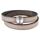 Slider rosegold 14mm (ID 10x2mm) mit Rivoli in Smoky Mauve 12mm 24K rosé vergoldet