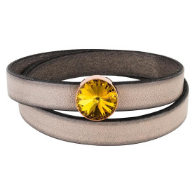 Slider rosegold 14mm (ID 10x2mm) mit Rivoli in Sunflower 12mm 24K rosé vergoldet