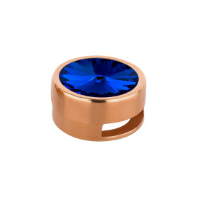Slider rosegold 14mm (ID 10x2mm) mit Rivoli in Majestic Blue 12mm 24K rosé vergoldet