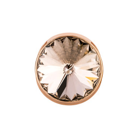 Slider oro rosa 14mm (ID 10x2mm) con Rivoli en Silk 12mm 24K chapado en oro rosa