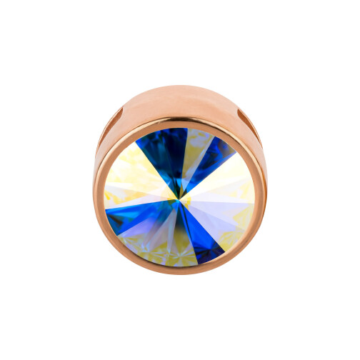 Slider with Rivoli Crystal Aurore Boreale 12mm (ID 10x2mm) rose gold