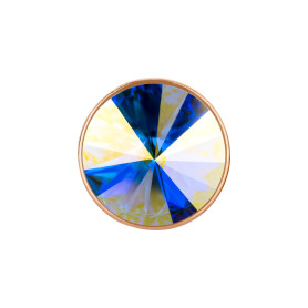 Slider oro rosa 14mm (ID 10x2mm) con Rivoli en Crystal AB 12mm 24K chapado en oro rosa