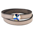 Slider oro rosa 14mm (ID 10x2mm) con Rivoli en Crystal AB 12mm 24K chapado en oro rosa