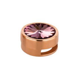 Cuenta redonda deslizable con Rivoli en Crystal Antique Pink 12mm (ID 10x2mm) de oro rosa