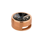 Slider rosegold 14mm (ID 10x2mm) mit Rivoli in Crystal Black Patina 12mm 24K rosé vergoldet
