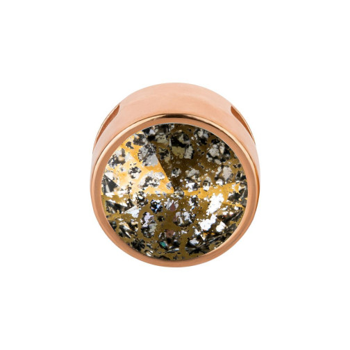 Slider rosegold 14mm (ID 10x2mm) mit Rivoli in Crystal Gold Patina 12mm 24K rosé vergoldet