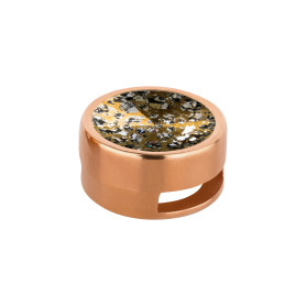 Slider rosegold 14mm (ID 10x2mm) mit Rivoli in Crystal Gold Patina 12mm 24K rosé vergoldet