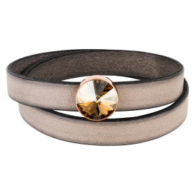 Slider rosegoud 14mm (ID 10x2mm) met Rivoli in Crystal...