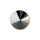 Slider oro rosa 14mm (ID 10x2mm) con Rivoli in Jet Hematite 12mm 24K placcato oro rosa