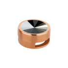 Slider oro rosa 14mm (ID 10x2mm) con Rivoli in Jet Hematite 12mm 24K placcato oro rosa