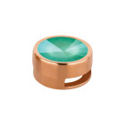 Slider or rose 14mm (ID 10x2mm) avec Rivoli en Crystal Mint Green 12mm 24K doré rose