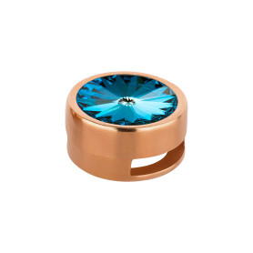 Slider rosegold 14mm (ID 10x2mm) mit Rivoli in Crystal Army Green DeLite 12mm 24K rosé vergoldet