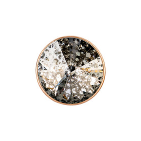 Slider or rose 14mm (ID 10x2mm) avec Rivoli en Crystal Silver Patina 12mm 24K doré rose