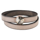 Slider or rose 14mm (ID 10x2mm) avec Rivoli en Crystal Silver Patina 12mm 24K doré rose