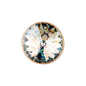 Slider or rose 14mm (ID 10x2mm) avec Rivoli en Crystal White Patina 12mm 24K doré rose