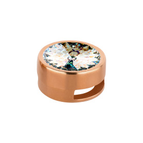 Slider or rose 14mm (ID 10x2mm) avec Rivoli en Crystal White Patina 12mm 24K doré rose