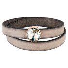 Slider or rose 14mm (ID 10x2mm) avec Rivoli en Crystal White Patina 12mm 24K doré rose