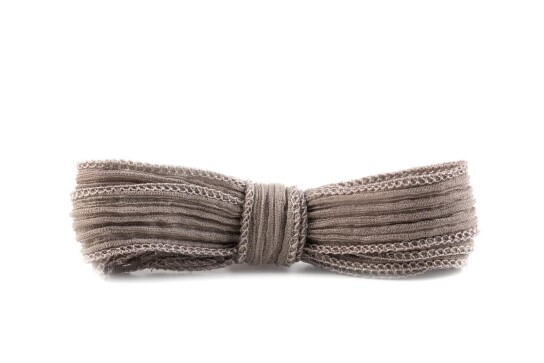 Handmade silk ribbon Crinkle Crêpe Dark Taupe 20mm wide