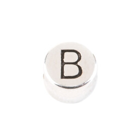 Letter Bead B antique silver 7mm silver plated