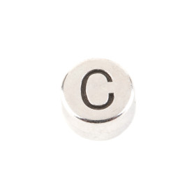 Letter bead Letter C antique silver 7mm silver plated...