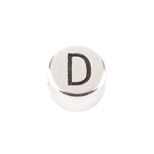 Letter bead Letter D antique silver 7mm silver plated 999°