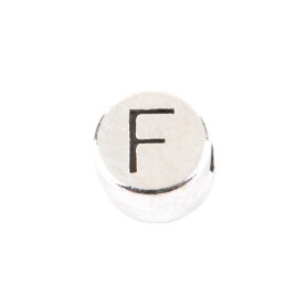 Letter Bead F antique silver 7mm silver plated