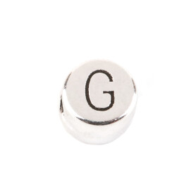Letter Bead G antique silver 7mm silver plated