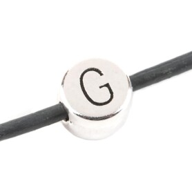 Letter Bead G antique silver 7mm silver plated