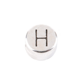 Letter bead Letter H antique silver 7mm silver plated...
