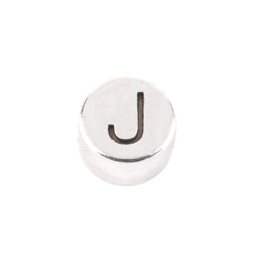 Letter Bead J antique silver 7mm silver plated