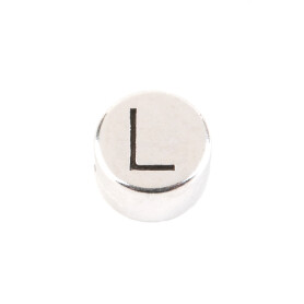 Letter Bead L antique silver 7mm silver plated