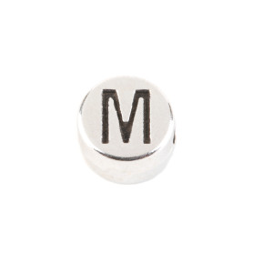 Letter bead Letter M antique silver 7mm silver plated...