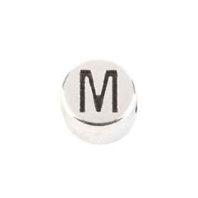 Letter Bead M antique silver 7mm silver plated