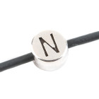 Letter bead Letter N antique silver 7mm silver plated 999°
