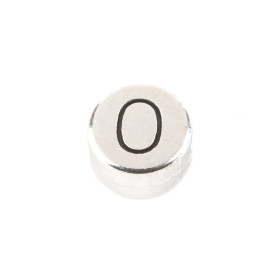 Letter bead Letter O antique silver 7mm silver plated...