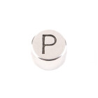Perle Lettre P argent antique 7mm argenté
