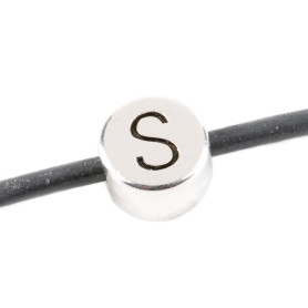 Letter bead Letter S antique silver 7mm silver plated 999°