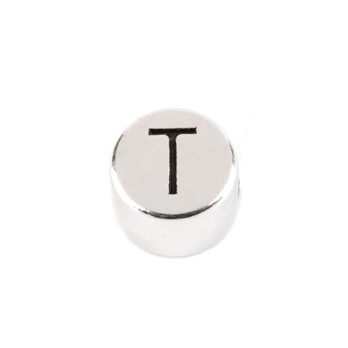 Letter bead Letter T antique silver 7mm silver plated 999°