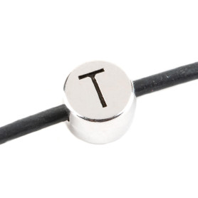 Letter bead Letter T antique silver 7mm silver plated 999°