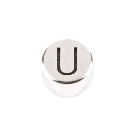 Letter bead Letter U antique silver 7mm silver plated 999°