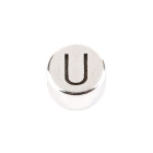 Letter bead Letter U antique silver 7mm silver plated 999°