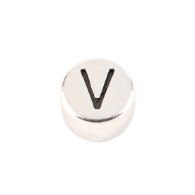 Buchstabenperle Buchstabe V antik silber 7mm 999°...