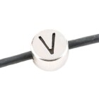 Perle Lettre V argent antique 7mm argenté