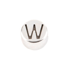 Letter bead Letter W antique silver 7mm silver plated...